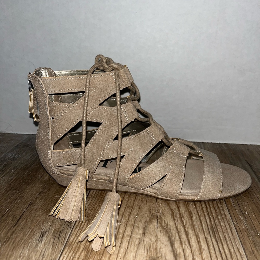 Gladiator style sandals with tassels